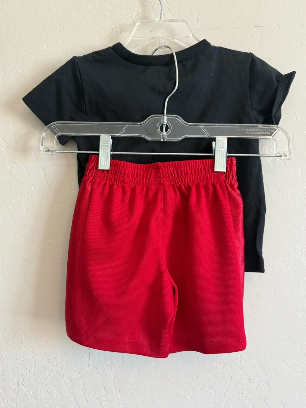 Jordan Black Graphic Tee with Red Basketball Shorts #P272